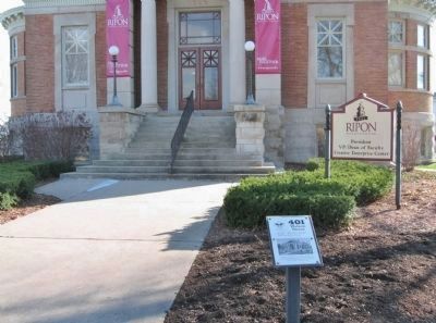 Marker and Former Library image. Click for full size.