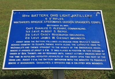 18th Battery, Ohio Light Artillery. Marker image. Click for full size.