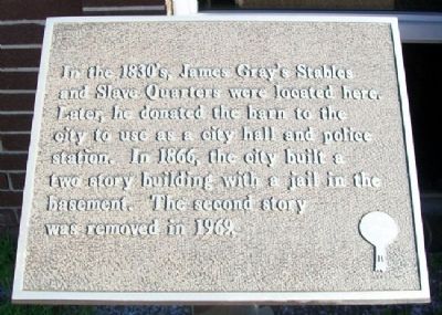 James Gray's Stables and Slave Quarters Marker. Click for full size. James Gray's Stables and Slave Quarters Marker image. Click for full size.