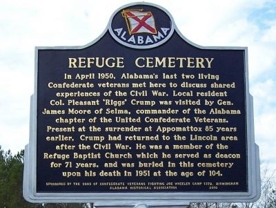 Refuge Cemetery Marker image. Click for full size.
