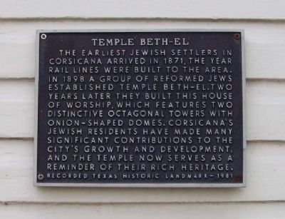 Temple Beth-El Marker. Click for full size. Temple Beth-El Marker image. Click for full size.