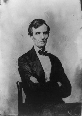Abraham Lincoln, candidate for U.S. president. Half-length portrait, seated, facing front image. Click for full size.