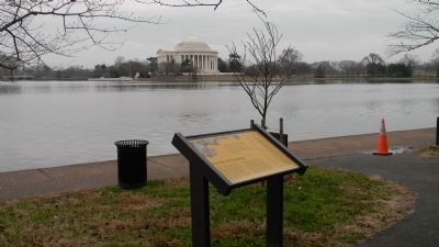 The Gift of Friendship Marker with the Thomas Jefferson Memorial in view across the Tidal Basin image. Click for full size.