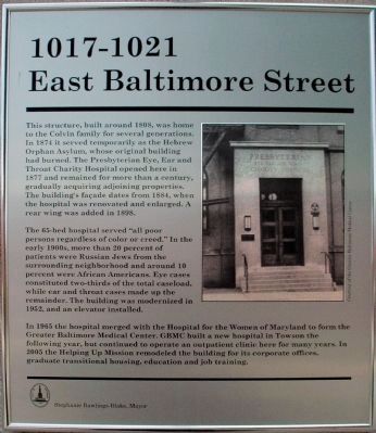 1017 - 1021 East Baltimore Street Marker. Click for full size. 1017 - 1021 East Baltimore Street Marker image. Click for full size.