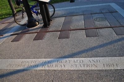 Detail of text on the ground near the Crossroads of Transportation Marker. Click for full size. Detail of text on the ground near the Crossroads of Transportation Marker image. Click for full size.