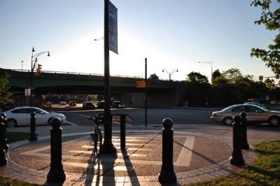 Crossroads of Transportation Marker as seen facing East from behind Marker. Click for full size. Crossroads of Transportation Marker as seen facing East from behind Marker image. Click for full size.