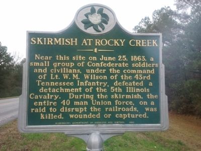 Skirmish At Rocky Creek Marker. Click for full size. Skirmish At Rocky Creek Marker image. Click for full size.