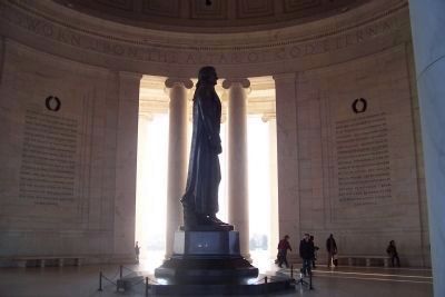 Jefferson's statue with his words on west interior of the rotunda image. Click for full size.