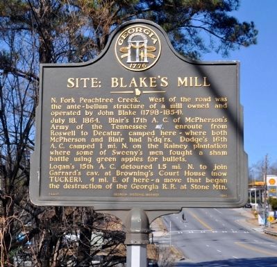 Site: Blake�s Mill Marker image. Click for full size.