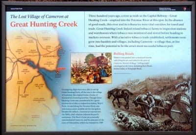 The Lost Village of Cameron at Hunting Creek Marker. Click for full size. The Lost Village of Cameron at Hunting Creek Marker image. Click for full size.