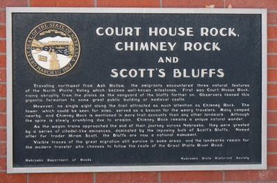 Court House Rock, Chimney Rock and Scott’s Bluffs Marker. Click for full size. Court House Rock, Chimney Rock and Scott’s Bluffs Marker image. Click for full size.