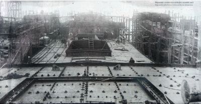 Ship under constrution at the pre-assembly yard image. Click for full size.