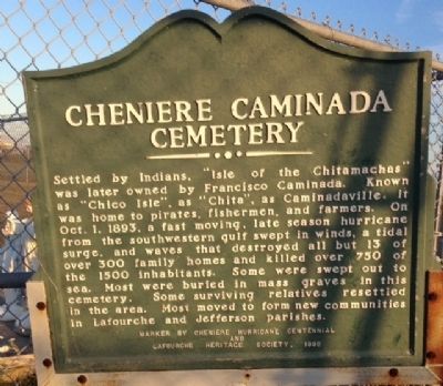 Cheniere Caminada Cemetery Marker image. Click for full size.