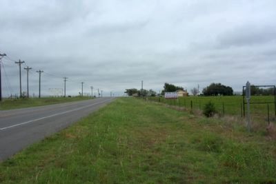 Fort Graham Cemetery Marker, at right, seen along FM 933, looking south image. Click for full size.