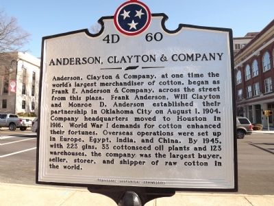Anderson, Clayton & Company Marker (Reverse). Click for full size. Anderson, Clayton & Company Marker (Reverse) image. Click for full size.