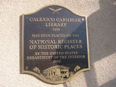 NRHP marker for Calexico Carnegie Library image. Click for full size.