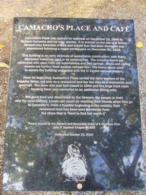 Camacho's Place and Cafι Marker. Click for full size. Camacho's Place and Cafι Marker image. Click for full size.