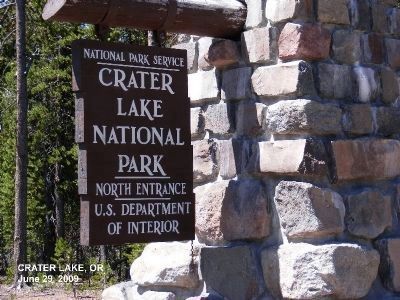 Crater Lake National Park North Entrance Sign image. Click for full size.