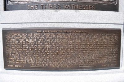 Three Witnesses Text Plaque from base of Monument image. Click for full size.