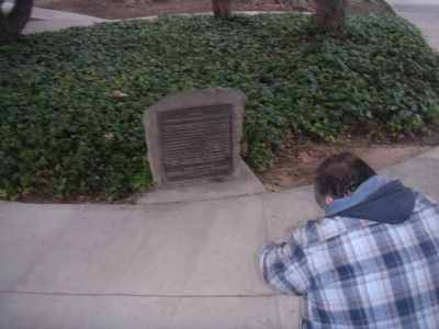 Church-Sperry Mill and Mill Ditch Marker as it sat in the flower bed image. Click for full size.