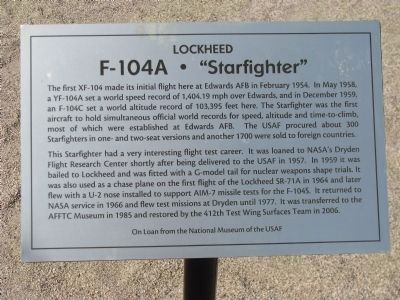 F-104A “Starfighter” Marker. Click for full size. F-104A “Starfighter” Marker image. Click for full size.