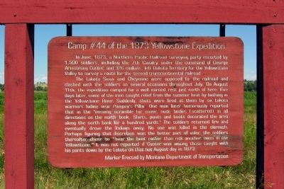 Former Camp #44 of the 1873 Yellowstone Expedition Marker. Click for full size. Former Camp #44 of the 1873 Yellowstone Expedition Marker image. Click for full size.