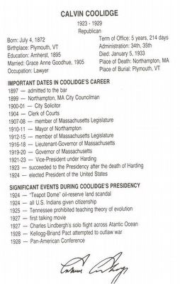 Short Biography of Calvin Coolidge image. Click for full size.
