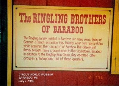 The Ringling Brothers of Baraboo Marker image. Click for full size.