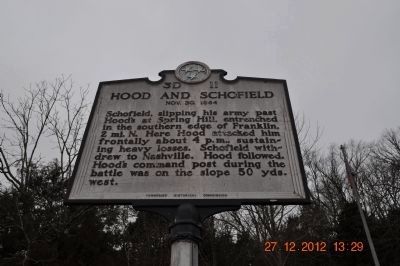 Hood and Schofield Marker (side 1). Click for full size. Hood and Schofield Marker (side 1) image. Click for full size.