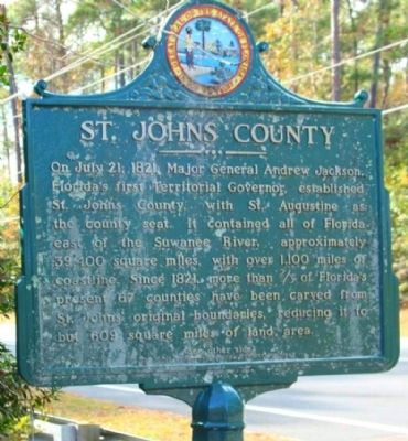 St. Johns County Marker. Click for full size. St. Johns County Marker image. Click for full size.