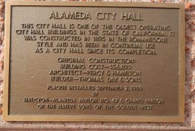 Alameda City Hall Marker image. Click for full size.