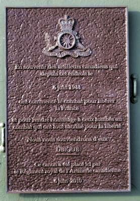 In Memory of All Canadian Gunners Marker (French). Click for full size. In Memory of All Canadian Gunners Marker (French) image. Click for full size.