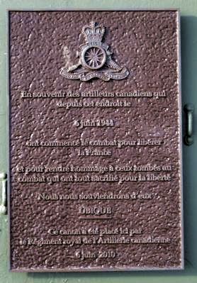 In Memory of All Canadian Gunners Marker (French) image. Click for full size.