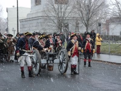 Reenactors at the Trenton Battle Monument image. Click for full size.