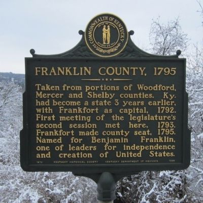 Franklin County, 1795 Marker. Click for full size. Franklin County, 1795 Marker image. Click for full size.