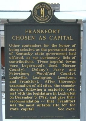 Frankfort Chosen As Capital Marker image. Click for full size.