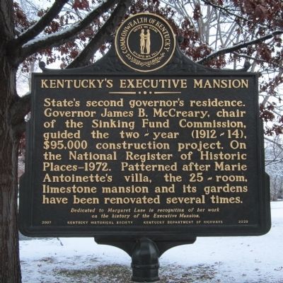 Kentucky's Executive Mansion Marker image. Click for full size.