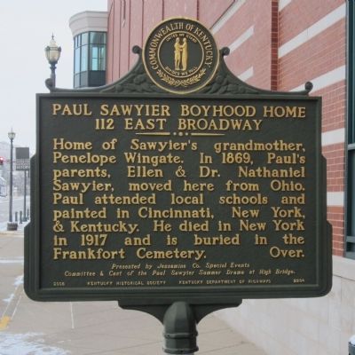 Paul Sawyier Boyhood Home Marker image. Click for full size.