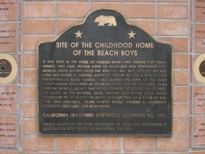 Site of the Childhood Home of The Beach Boys Marker image. Click for full size.