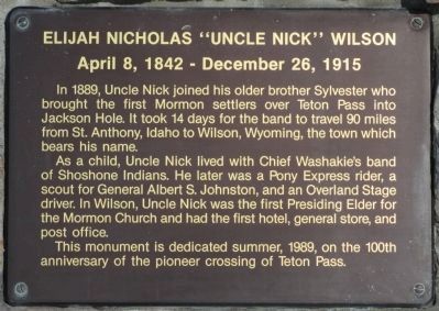 Elijah Nicholas "Uncle Nick" Wilson Marker image. Click for full size.