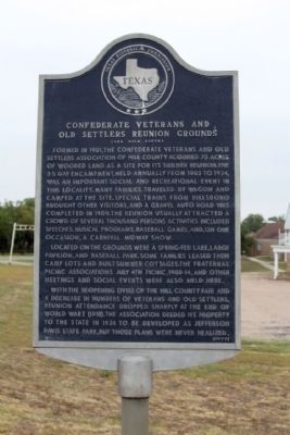 Confederate Veterans and Old Settlers Reunion Grounds Marker image. Click for full size.