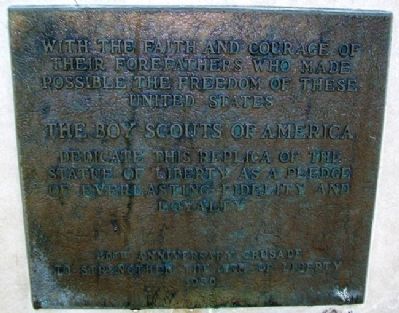 Replica of the Statue of Liberty Marker. Click for full size. Replica of the Statue of Liberty Marker image. Click for full size.