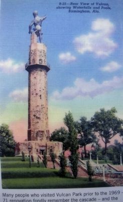 Vulcan Post Card showing monument prior to 1969 image. Click for full size.