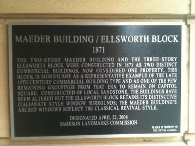 Maeder Building / Ellsworth Block Marker image. Click for full size.