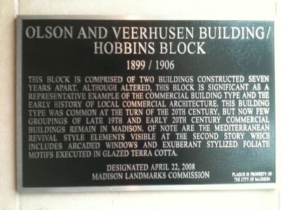 Olson and Veerhusen Building / Hobbins Block Marker image. Click for full size.