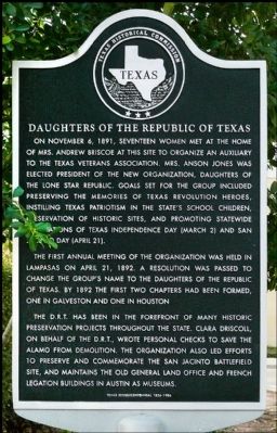 Daughters of the Republic of Texas Marker. Click for full size. Daughters of the Republic of Texas Marker image. Click for full size.