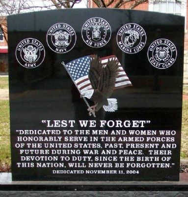 Veterans Memorial (front). Click for full size. Veterans Memorial (front) image. Click for full size.
