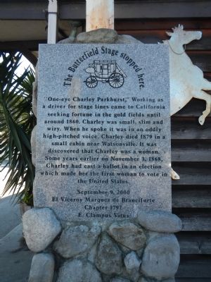 The Butterfield Stage stopped here. Marker. Click for full size. The Butterfield Stage stopped here. Marker image. Click for full size.