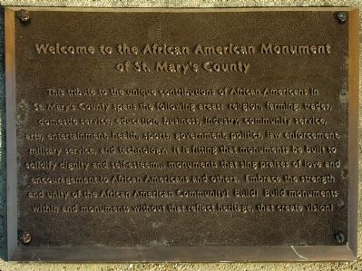 Welcome to the African American Monument of St. Mary's County Marker image. Click for full size.