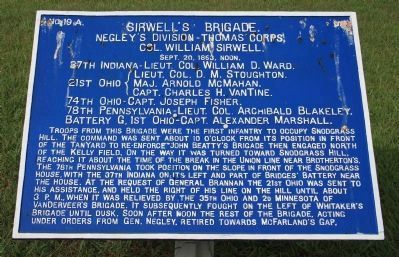 Sirwell's Brigade Marker. Click for full size. Sirwell's Brigade Marker image. Click for full size.